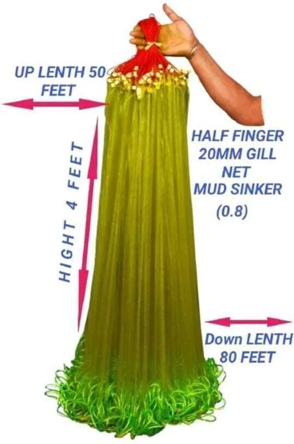 AhmedFishNet_20mm_half_finger_gillnet_mud_sinker(_Yellow_Kathi_Jaal_Malai_Suto)_Fishing_Net_(Multicolor)