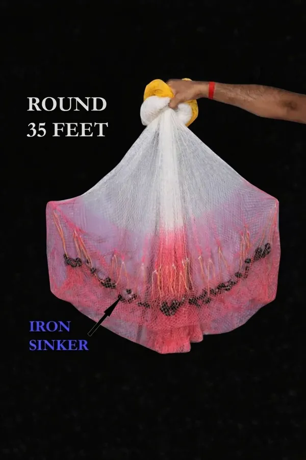 AhmedFishNet_18mm_Mesh_Size,_Weight-2kg,Height-7feet_(Pink,White,Yellow)_fishing_net_Fishing_Net_(Multicolor)
