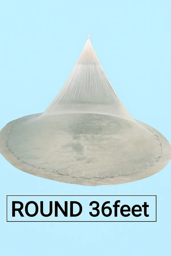 AhmedFishNet_1no._14mm_MESH_Size,_ROUND-36feet,_Weight-2.5kg,_HEIGHT-9feet_(White)_Fishing_Net_(White)