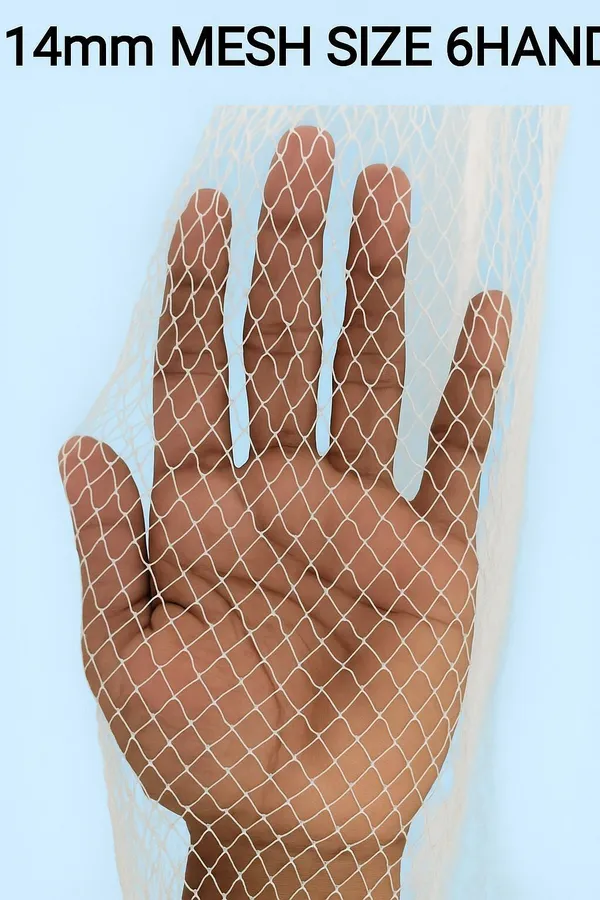 AhmedFishNet_1no._14mm_MESH_Size,_ROUND-36feet,_Weight-2.5kg,_HEIGHT-9feet_(White)_Fishing_Net_(White)