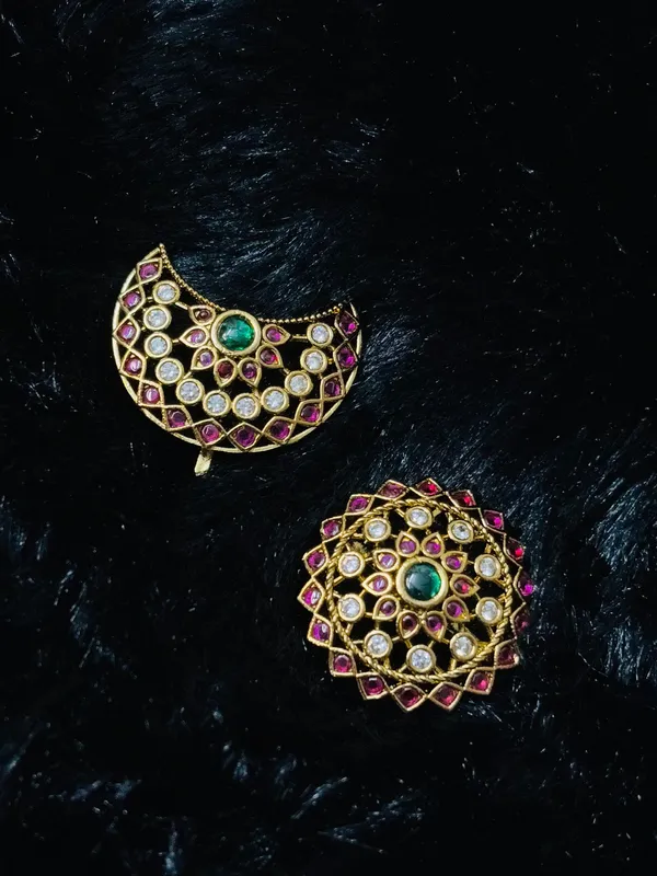 Chandra_Surya_Gold_Toned_Gemstone_Hair_Clip_Sun_Moon_Design_Default_Title