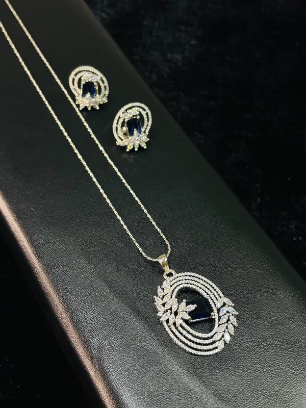 Oval_Sapphire_Blue_Pendant_Earrings_Set_Silver_Diamond_Finish_Default_Title