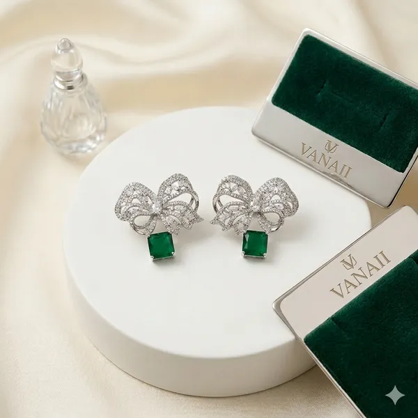 Emerald_Bow_Drop_Earrings_Luxe_Cz_Statement_Studs_For_Evening_Wear_Default_Title