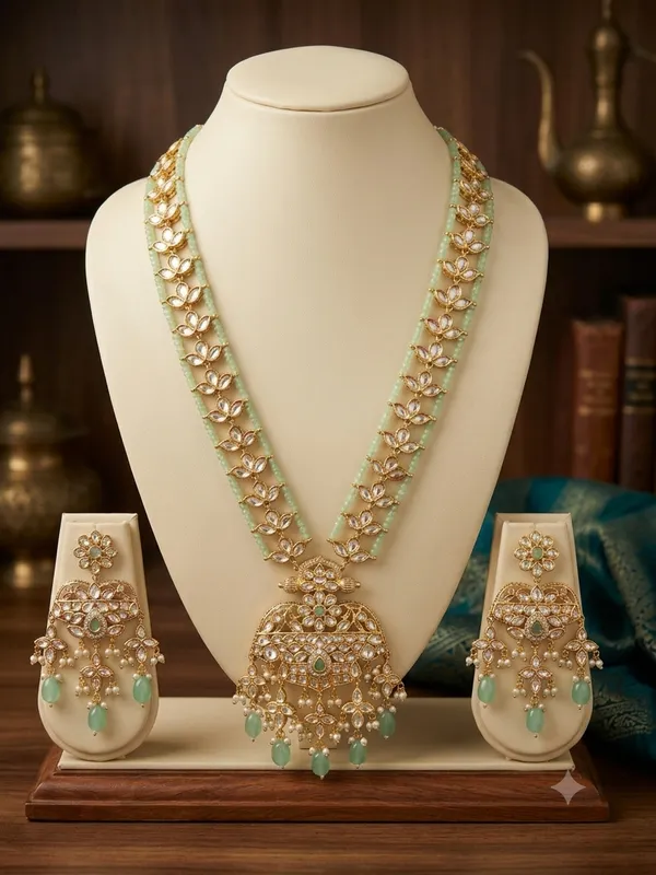 Royal_Mint_Green_Kundan_Long_Necklace_With_Earrings_Mint_Green