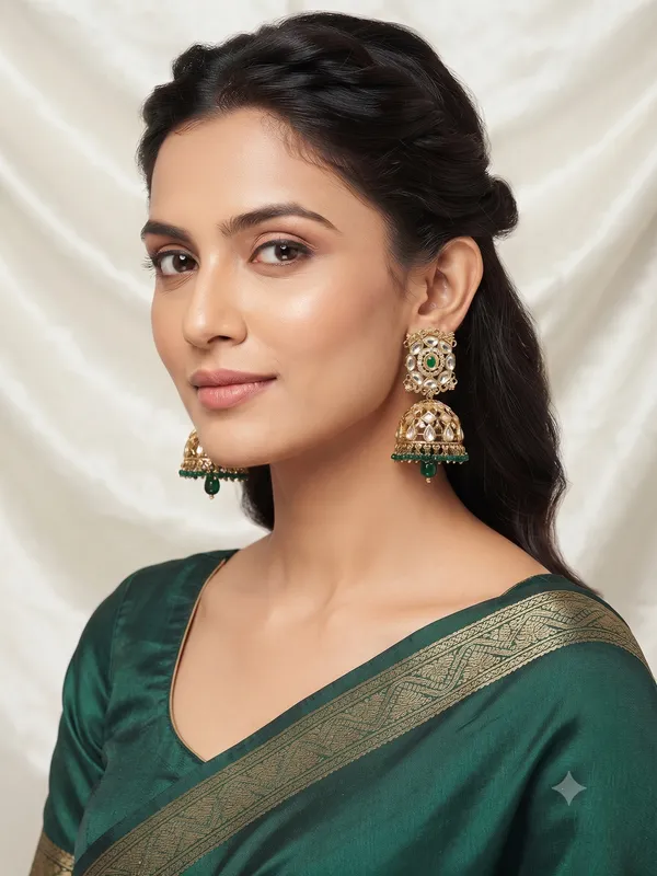 Royal_Jaali_Kundan_Jhumkas_Green