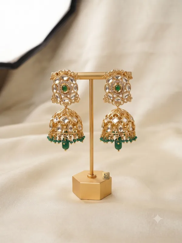 Royal_Jaali_Kundan_Jhumkas_Green