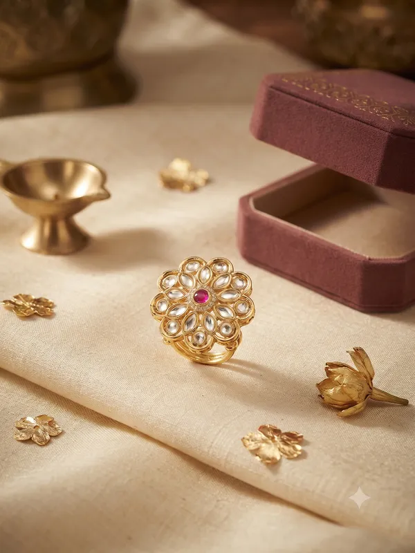 Lyra_Emerald_Kundan_Floral_Adjustable_Ring_Green