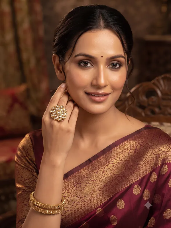 Lyra_Emerald_Kundan_Floral_Adjustable_Ring_Green