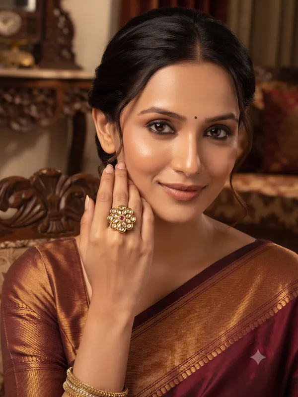 Lyra_Emerald_Kundan_Floral_Adjustable_Ring_White