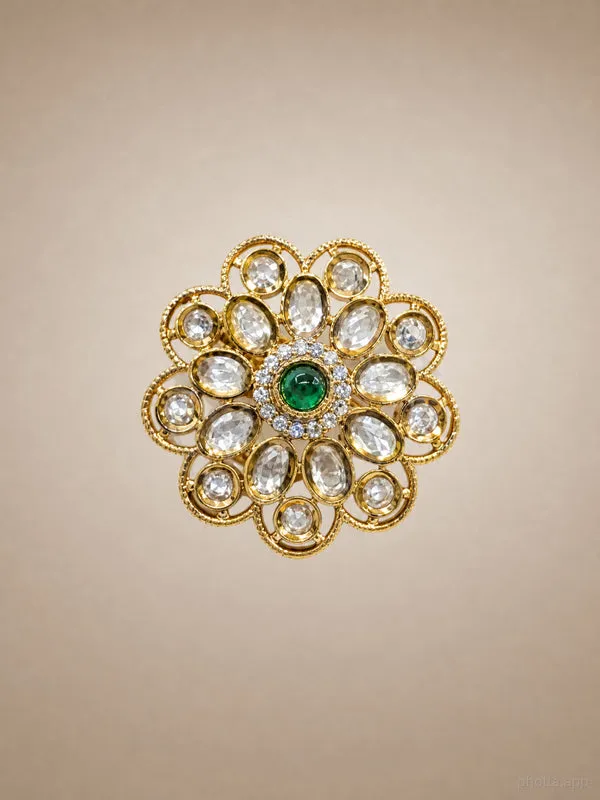 Lyra_Emerald_Kundan_Floral_Adjustable_Ring_White