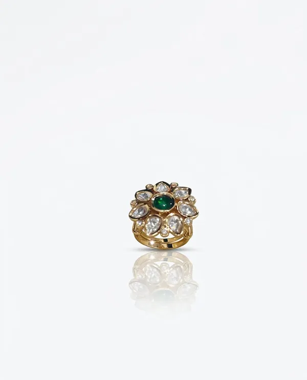 Floral_Kundan_Statement_Adjustable_Ring_White
