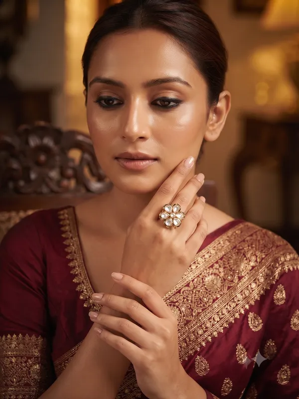 Gulshan_Bloom_Polki_Adjustable_Ring_Dark_Pink