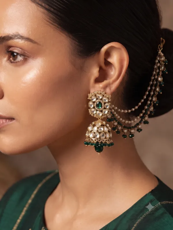 Dew_Kundan_Jhumka_With_Kaan_Chain_Mint_Green