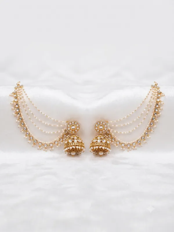 Dew_Kundan_Jhumka_With_Kaan_Chain_Green