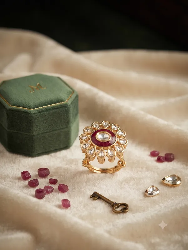 Mehroon_Meena_Kundan_Adjustablering_White