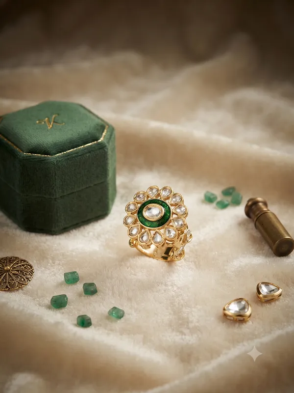 Mehroon_Meena_Kundan_Adjustablering_White