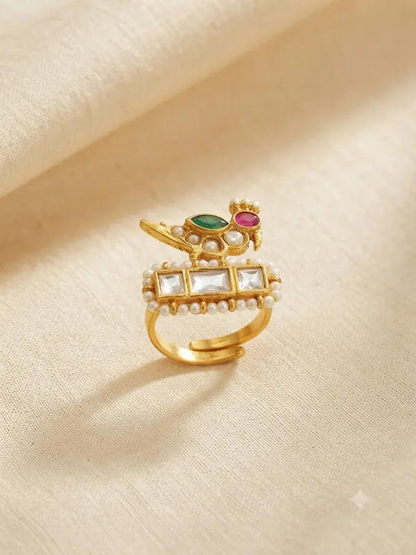 Mayura_Bird_Kundan_Statement_Adjustable_Ring_Default_Title