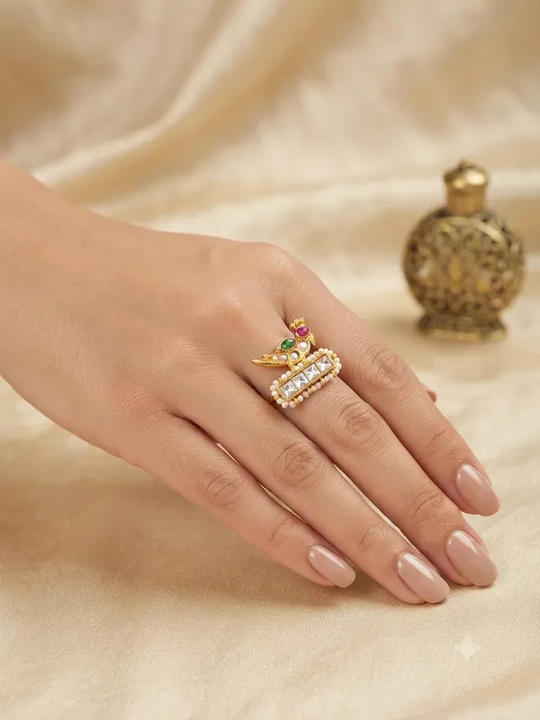 Mayura_Bird_Kundan_Statement_Adjustable_Ring_Default_Title