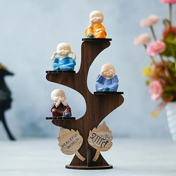 Buddha_Monk_Figurines_With_Wooden_Stand