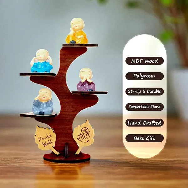 Buddha_Monk_Figurines_With_Wooden_Stand