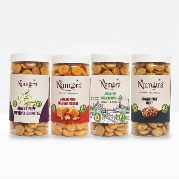 Namora_Jowar_Puff_Mexican_Chipotle_,_Cheese,Lucknowi_&_Chaat_Flavour_Pack_Of_4
