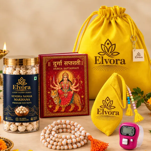 Elvvora_Navratri_Vrat_Pooja_Kit_With_Durga_Saptashati_Book_Jaap_Mala_Makhana_Digital_Jaap_Counter_Yellow_Potli_Bag