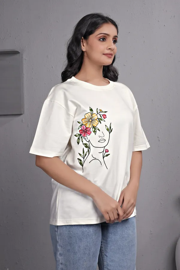 White_Embroidery_Semi_-_Oversized_T-Shirt_for_Women