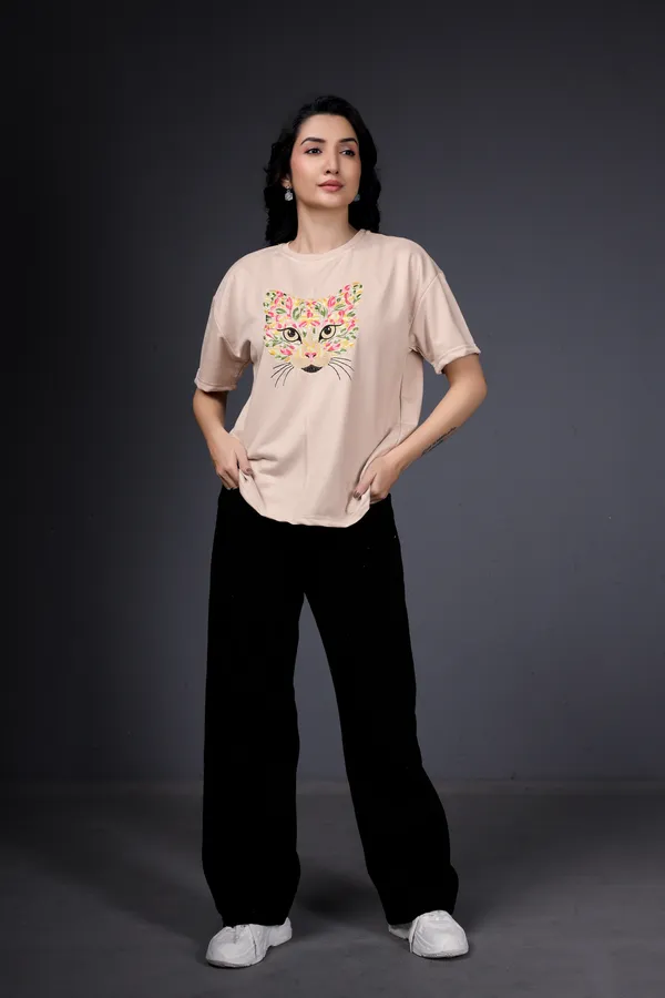 Beige_Embroidery_Semi_-_Oversized_T-Shirt_for_Women