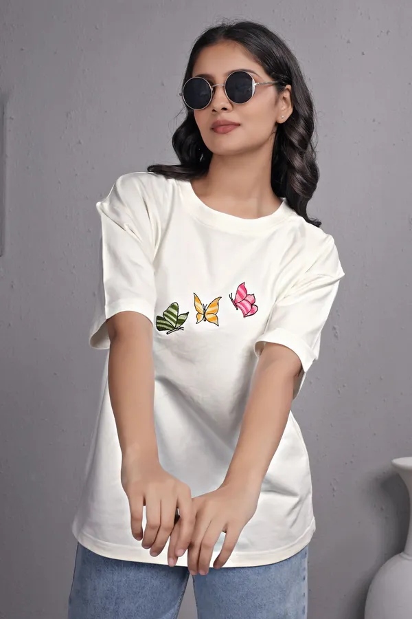 White_Embroidery_Semi_-_Oversized_T-Shirt_for_Women