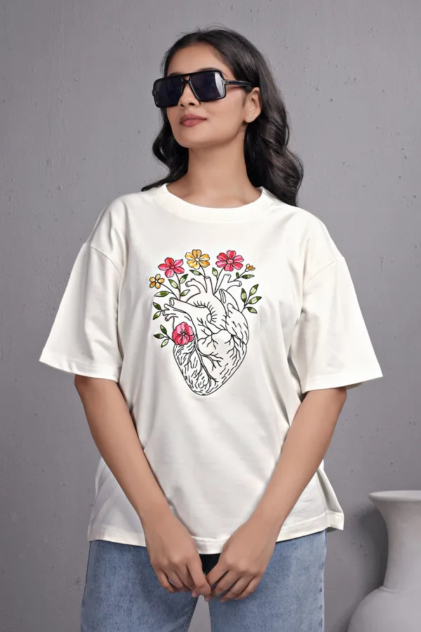 White_Embroidery_Semi_-_Oversized_T-Shirt_for_Women
