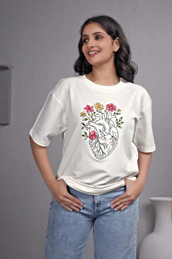 White_Embroidery_Semi_-_Oversized_T-Shirt_for_Women