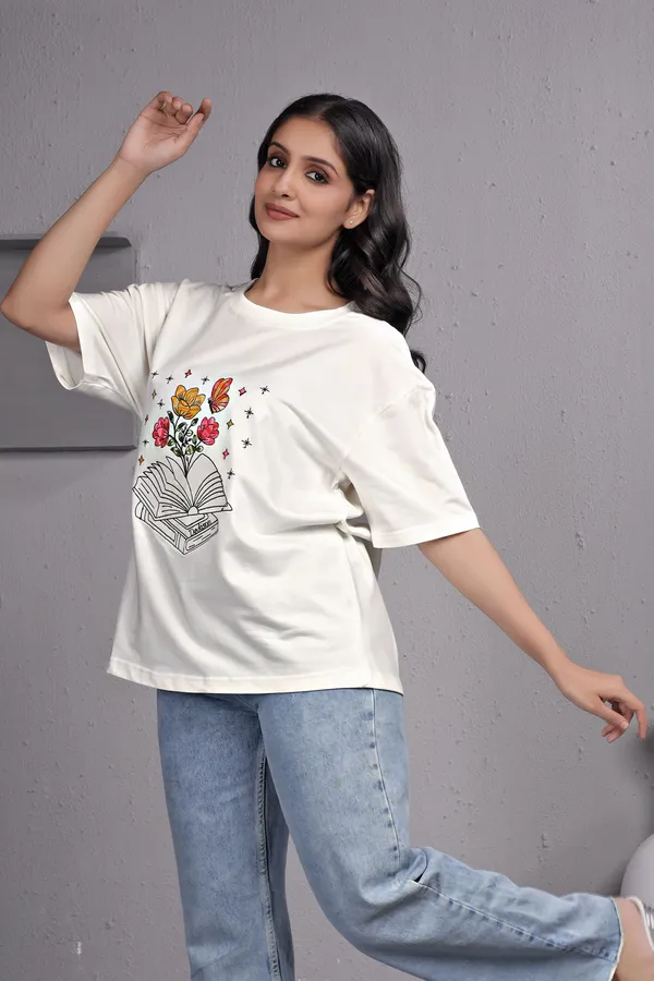 White_Embroidery_Semi_-_Oversized_T-Shirt_for_Women