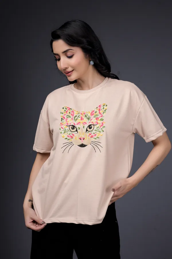Beige_Embroidery_Semi_-_Oversized_T-Shirt_for_Women