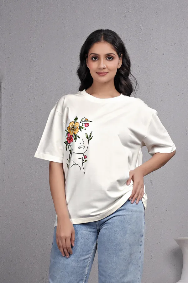 White_Embroidery_Semi_-_Oversized_T-Shirt_for_Women
