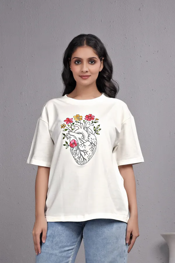 White_Embroidery_Semi_-_Oversized_T-Shirt_for_Women