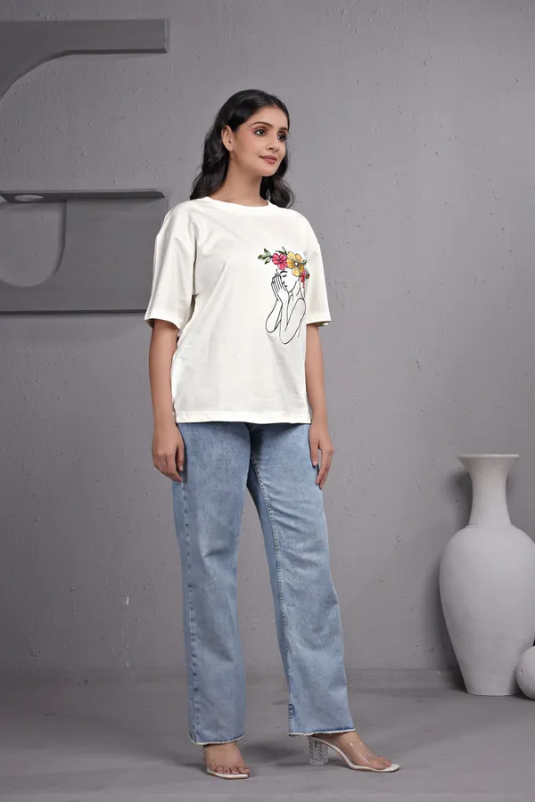 White_Embroidery_Semi_-_Oversized_T-Shirt_for_Women