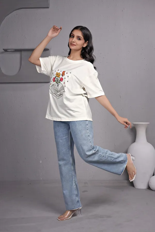White_Embroidery_Semi_-_Oversized_T-Shirt_for_Women