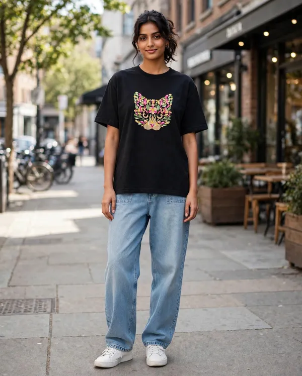 Black_Embroidery_Semi_-_Oversized_Fit_T-Shirt_for_Women