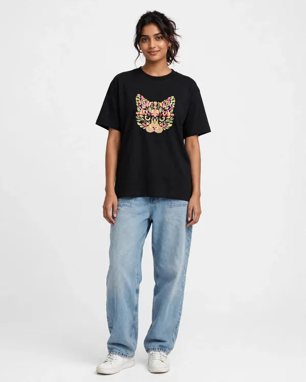 Black_Embroidery_Semi_-_Oversized_Fit_T-Shirt_for_Women