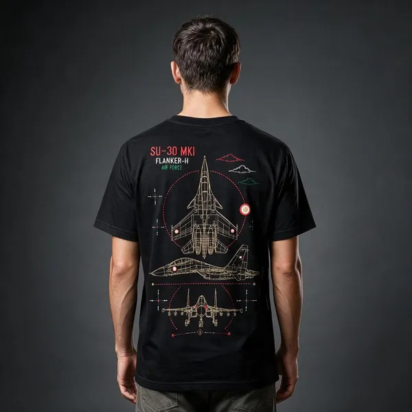SU-30_Black_Embroidered_Semi-Oversized_T-Shirt_|_Devkison