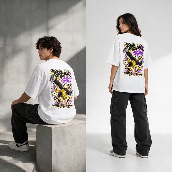 Break_State_White_Graphic_Oversized_T-Shirt_|_Devkison
