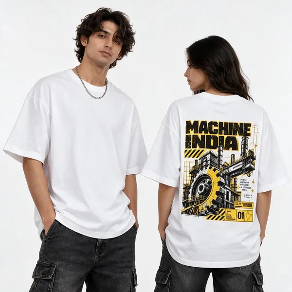 Machine_India_White_Graphic_Oversized_T-Shirt_|_Devkison