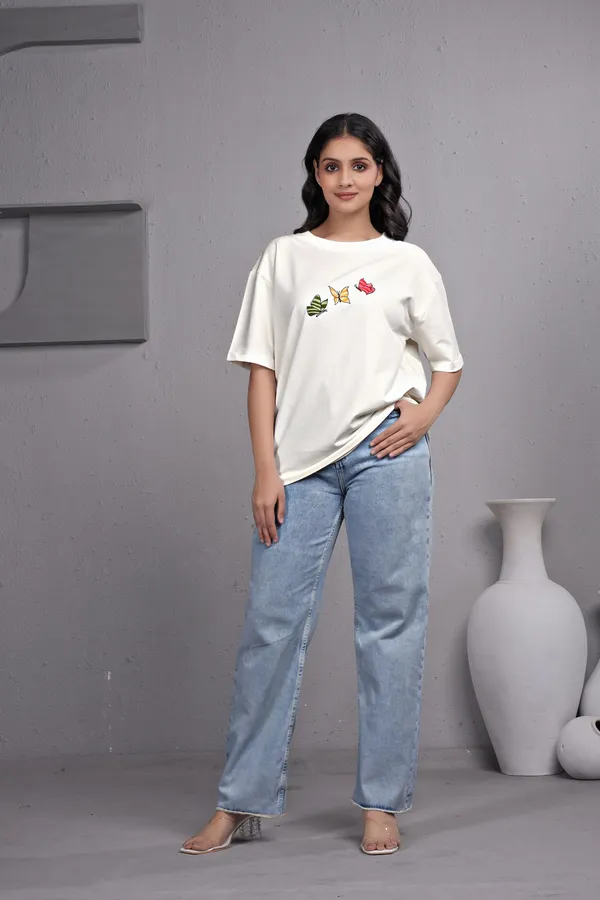 White_Embroidery_Semi_-_Oversized_T-Shirt_for_Women