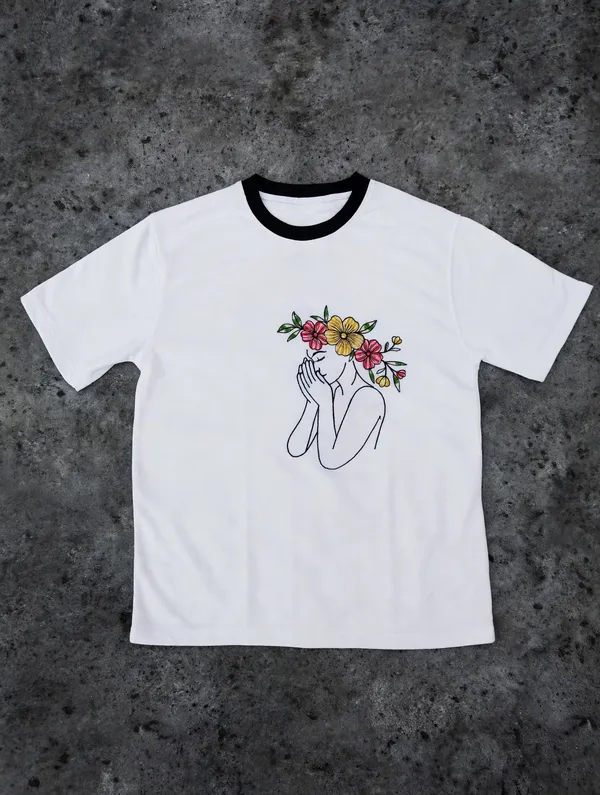 White_Embroidery_Semi_-_Oversized_T-Shirt_for_Women