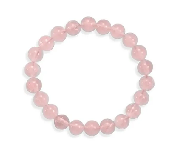 Unisex_Pink_Rose_Natural_Stone_Quartz_8_Mm_Bead_Crystal_Bracelet_Pink