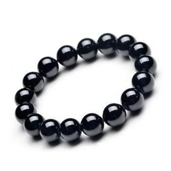 Black_Obsidian_Bracelet_Natural_Black_Obsidian_8Mm_Beads_Unisex_Bracelet