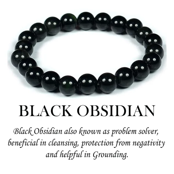 Black_Obsidian_Bracelet_Natural_Black_Obsidian_8Mm_Beads_Unisex_Bracelet