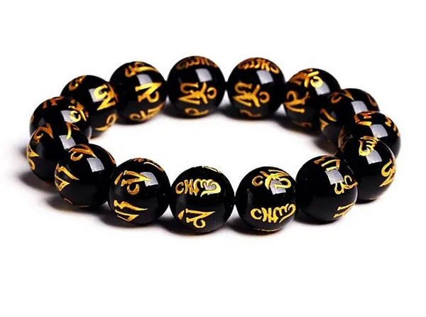 Om_Mani_Padme_Hum_Black_Obsidian_Meditation_Bracelet_Natural_Gemstone_Beaded_Stretch_Bracelet_Protection_Bracelet