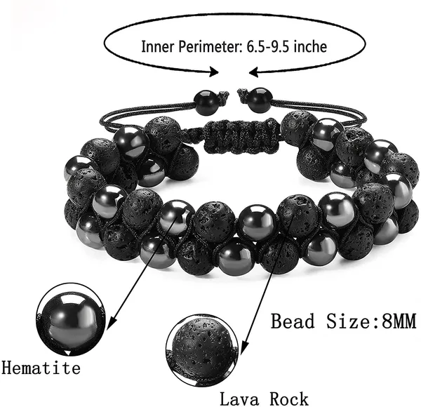Hematite_Rock_Stone_Beads_Bracelet_8Mm_Double_Layer_Unisex_Adjustable_Bracelet
