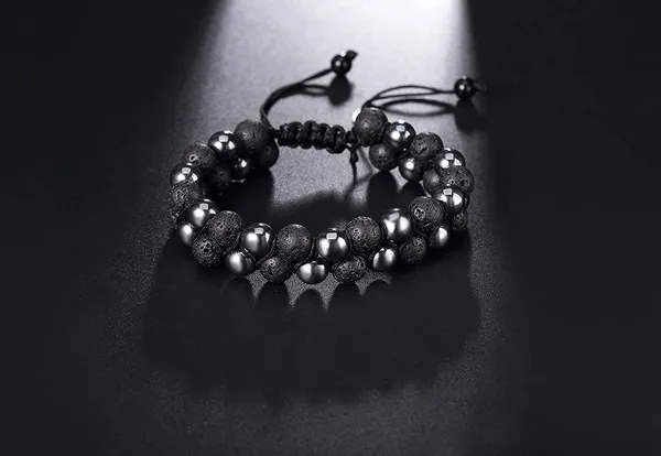 Hematite_Rock_Stone_Beads_Bracelet_8Mm_Double_Layer_Unisex_Adjustable_Bracelet
